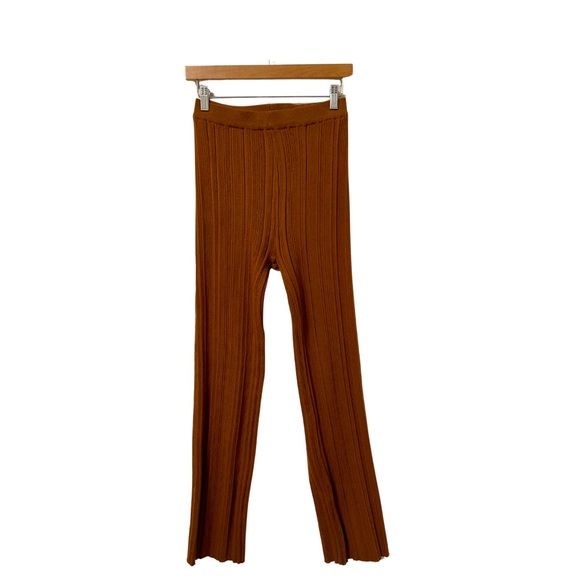 Meshki Pants - Meshki Copper Brown Pull-on style Ribbed Flare Pants Size Small